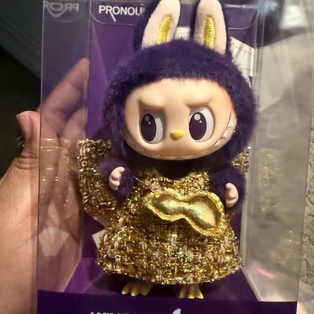 Plush Bunny Costume Figurine in Purple & Gold - Collectible Kids Toy